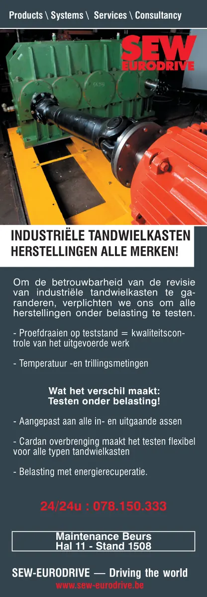 Annonce presse en néerlandais sur la révision de réducteurs industriels