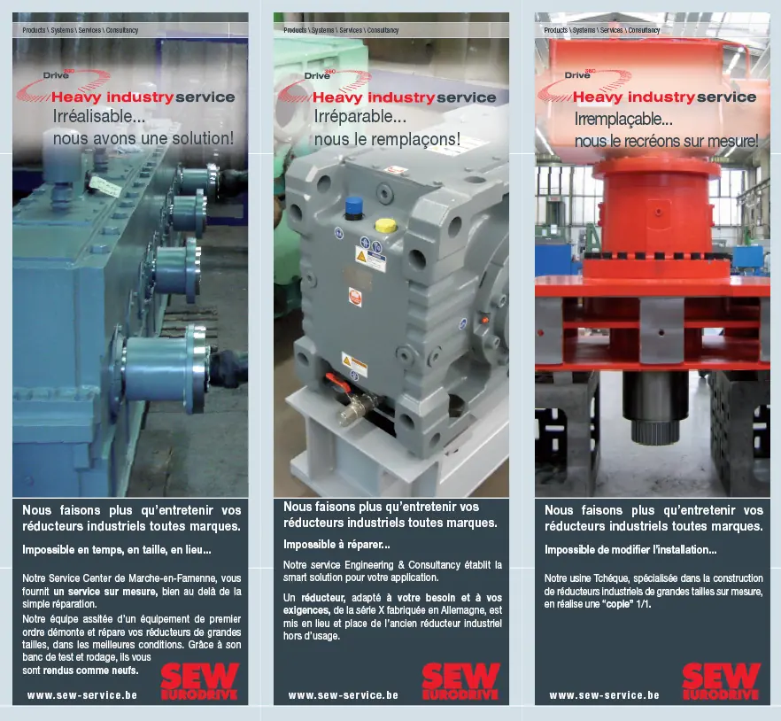 Série de trois annonces sur le service aux réducteurs industriels